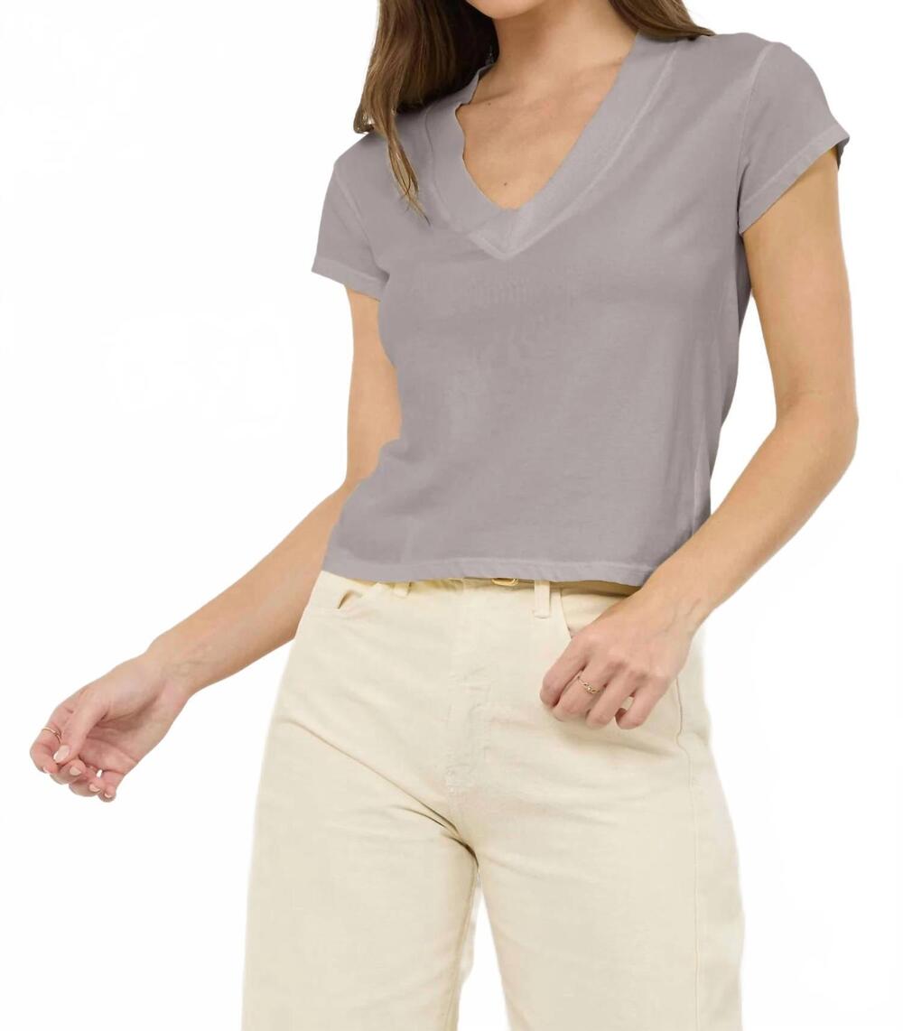 NEW LAMADE suri deep v cap sleeve tee in sandstone